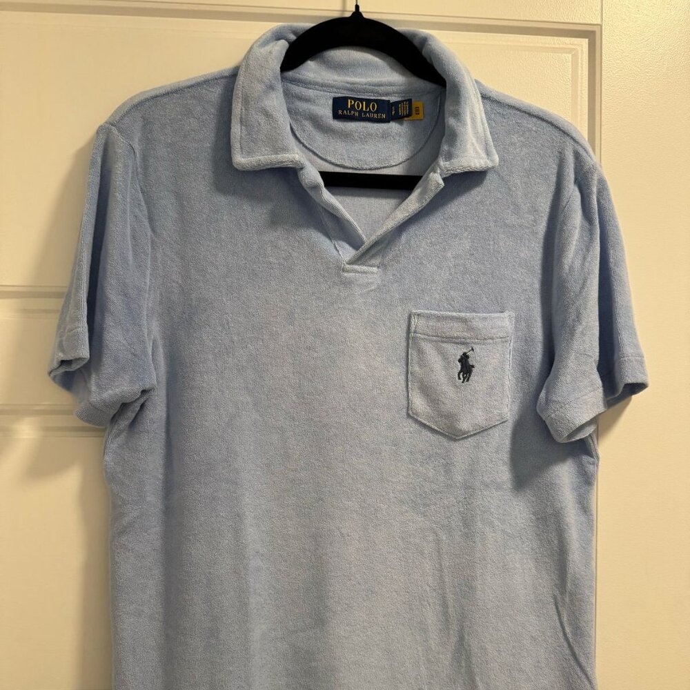 Polo Ralph Lauren Men’s T-Shirt — Light Blue Toweling Fabric | Size Small